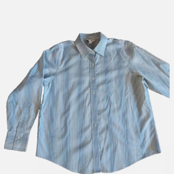 Talbots StripeTop Plus Size 14WP Petite Wrinkle Resistant Cotton Professional B4 - Picture 1 of 7